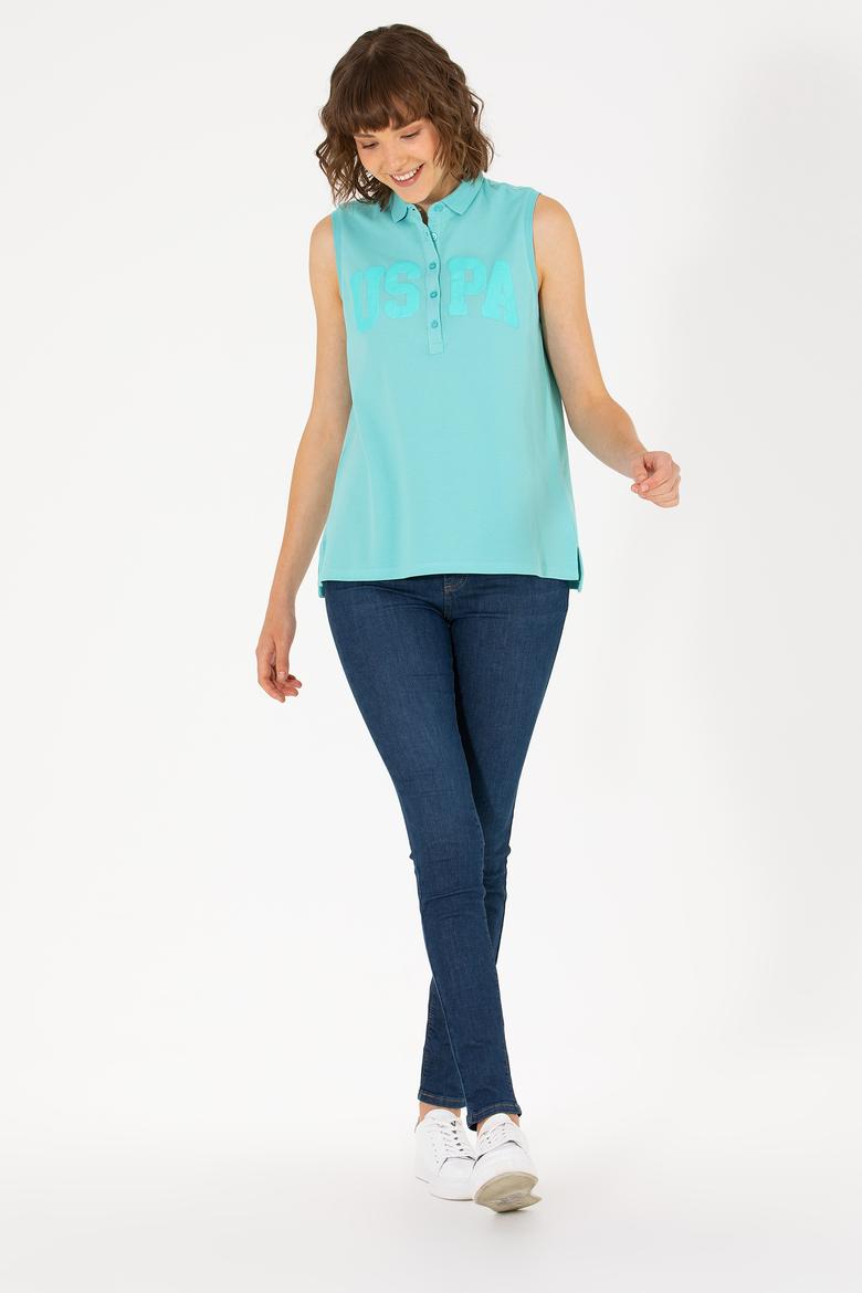 Kadın Mint Kolsuz Polo Yaka Tişört - 50262966006