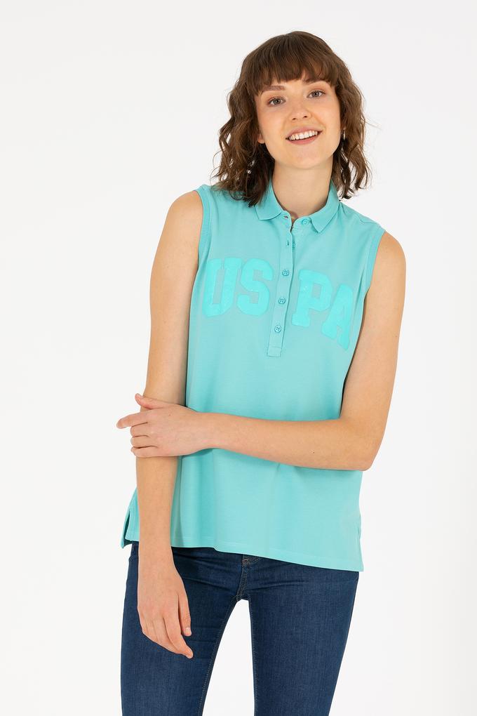 Kadın Mint Kolsuz Polo Yaka Tişört