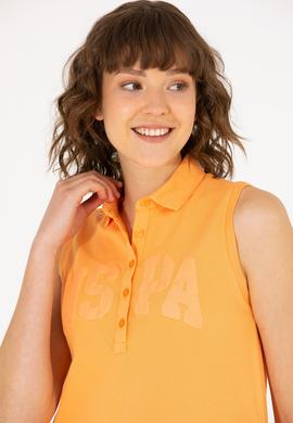 Kadın Turuncu Kolsuz Polo Yaka Tişört - 50262966019