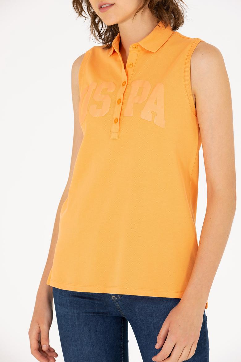 Kadın Turuncu Kolsuz Polo Yaka Tişört - 50262966019