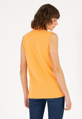 Kadın Turuncu Kolsuz Polo Yaka Tişört - 50262966019