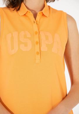 Kadın Turuncu Kolsuz Polo Yaka Tişört - 50262966019