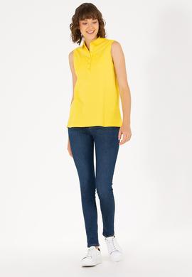 Kadın Sarı Kolsuz Polo Yaka Tişört - 50262966028