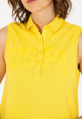 Kadın Sarı Kolsuz Polo Yaka Tişört - 50262966028