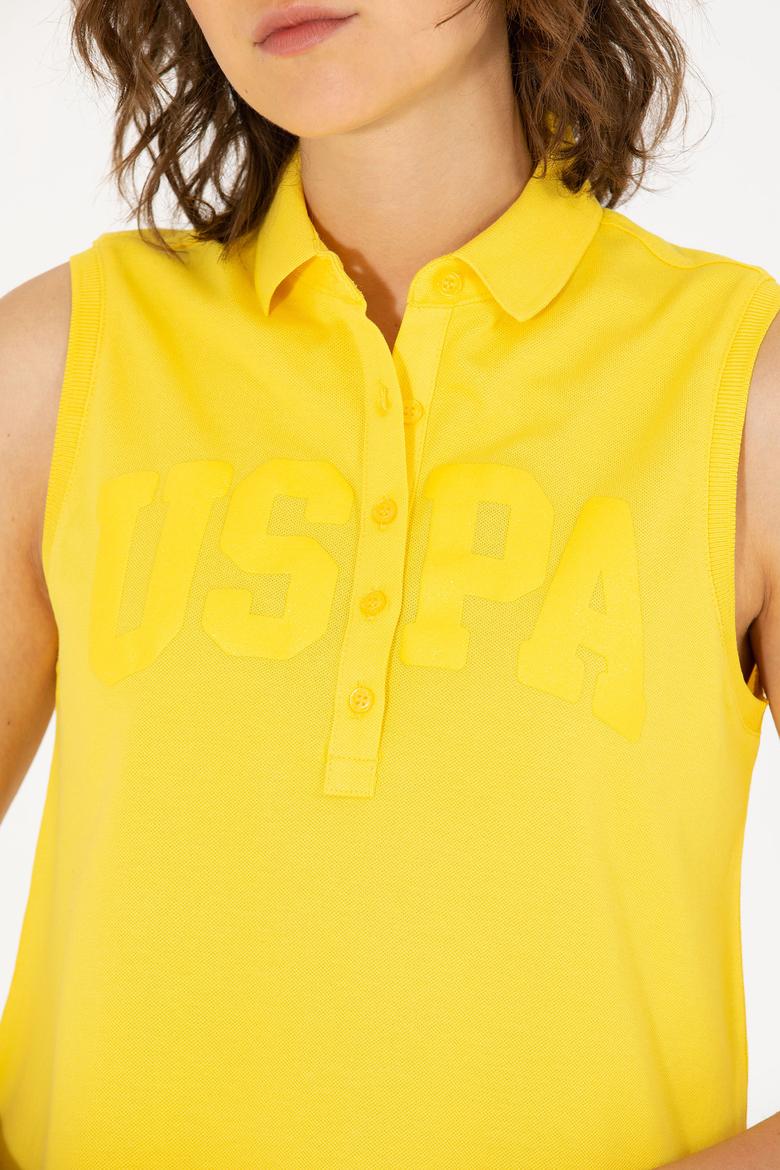 Kadın Sarı Kolsuz Polo Yaka Tişört - 50262966028