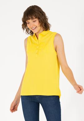 Kadın Sarı Kolsuz Polo Yaka Tişört - 50262966028