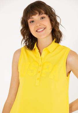 Kadın Sarı Kolsuz Polo Yaka Tişört - 50262966028