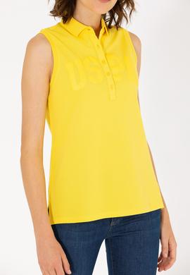 Kadın Sarı Kolsuz Polo Yaka Tişört - 50262966028