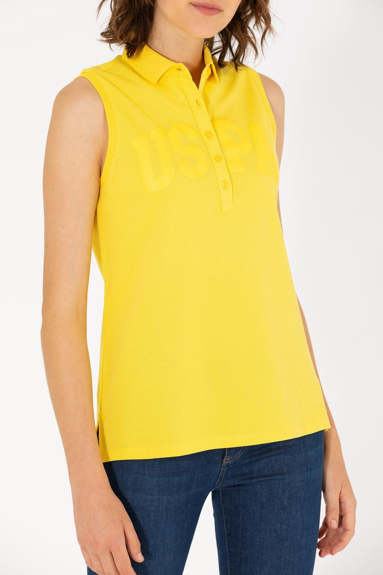 Kadın Sarı Kolsuz Polo Yaka Tişört - 50262966028