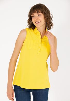 Kadın Sarı Kolsuz Polo Yaka Tişört - 50262966028