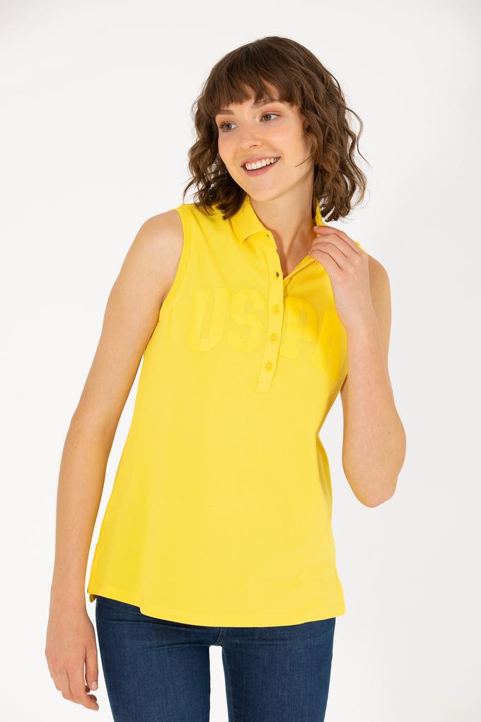 Kadın Sarı Kolsuz Polo Yaka Tişört