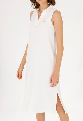Kadın Ekru Polo Yaka Örme Elbise - 50263593059