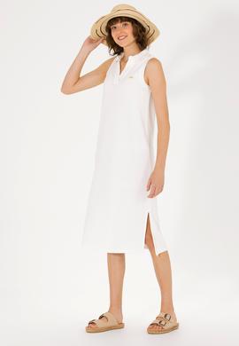 Kadın Ekru Polo Yaka Örme Elbise - 50263593059