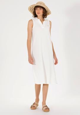 Kadın Ekru Polo Yaka Örme Elbise - 50263593059