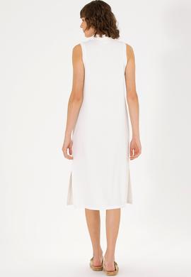 Kadın Ekru Polo Yaka Örme Elbise - 50263593059