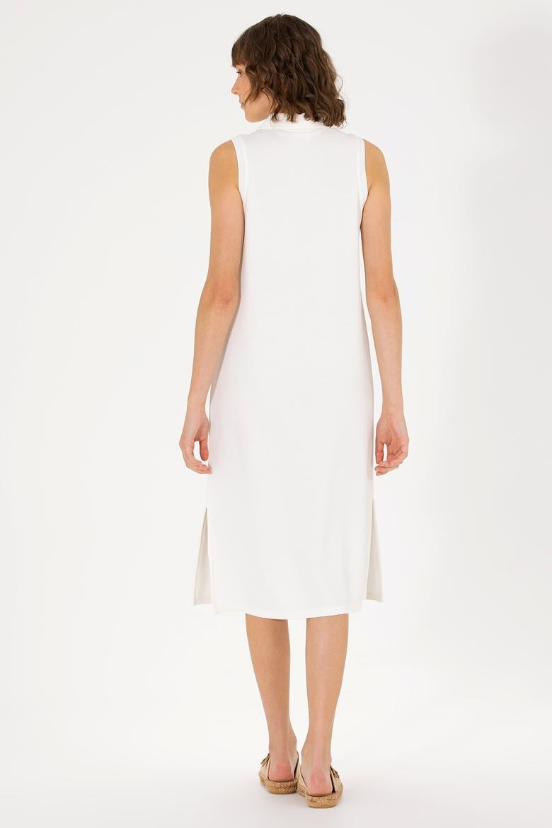 Kadın Ekru Polo Yaka Örme Elbise - 50263593059