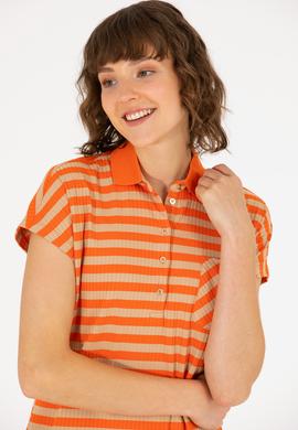 Kadın Kiremit Polo Yaka Tişört - 50263949019