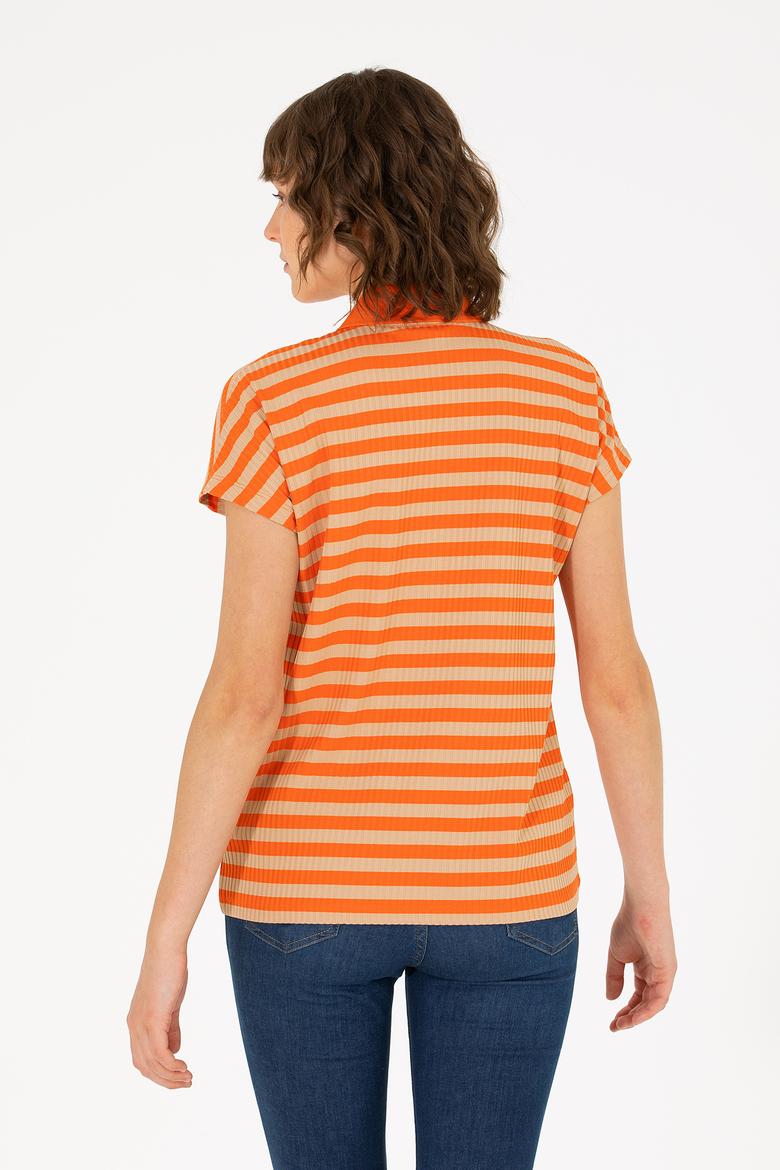 Kadın Kiremit Polo Yaka Tişört - 50263949019