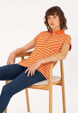 Kadın Kiremit Polo Yaka Tişört - 50263949019