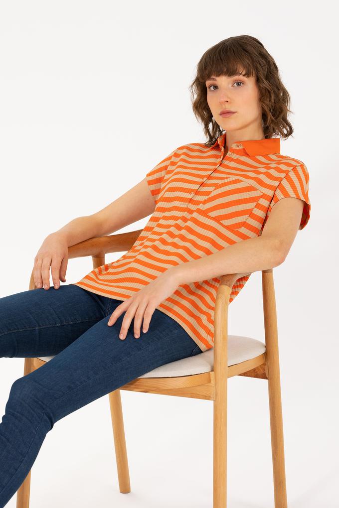 Kadın Kiremit Polo Yaka Tişört