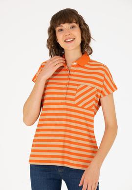 Kadın Kiremit Polo Yaka Tişört - 50263949019