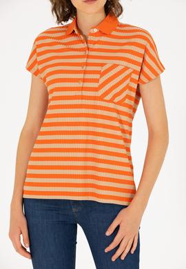 Kadın Kiremit Polo Yaka Tişört - 50263949019