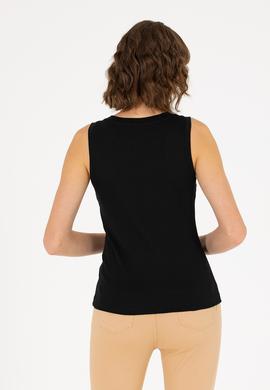 Kadın Siyah Bisiklet Yaka Kolsuz Basic Tişört - 50264964032