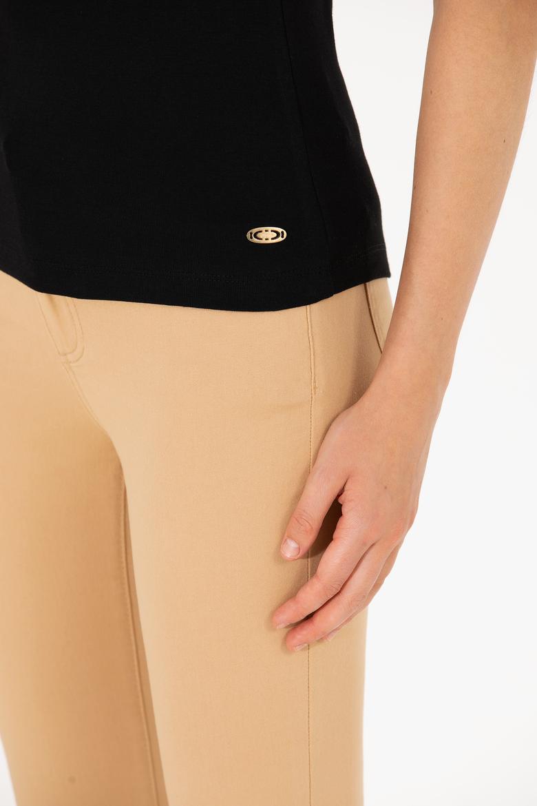 Kadın Siyah Bisiklet Yaka Kolsuz Basic Tişört - 50264964032