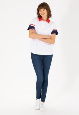 Kadın Beyaz Polo Yaka Tişört - 50263966022
