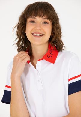 Kadın Beyaz Polo Yaka Tişört - 50263966022