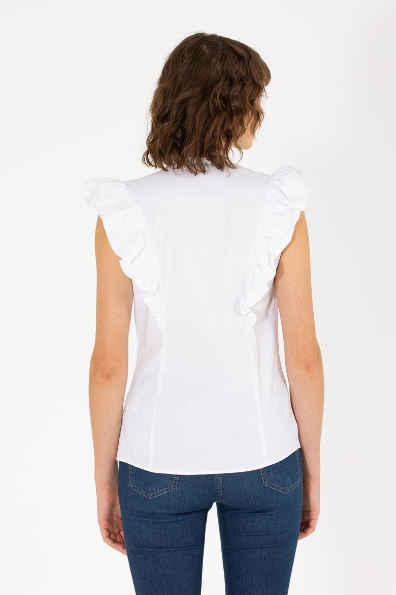 Kadın Beyaz Kısa Kollu Gömlek - 50264216005