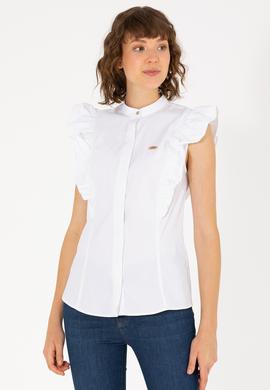 Kadın Beyaz Kısa Kollu Gömlek - 50264216005