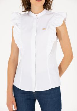 Kadın Beyaz Kısa Kollu Gömlek - 50264216005