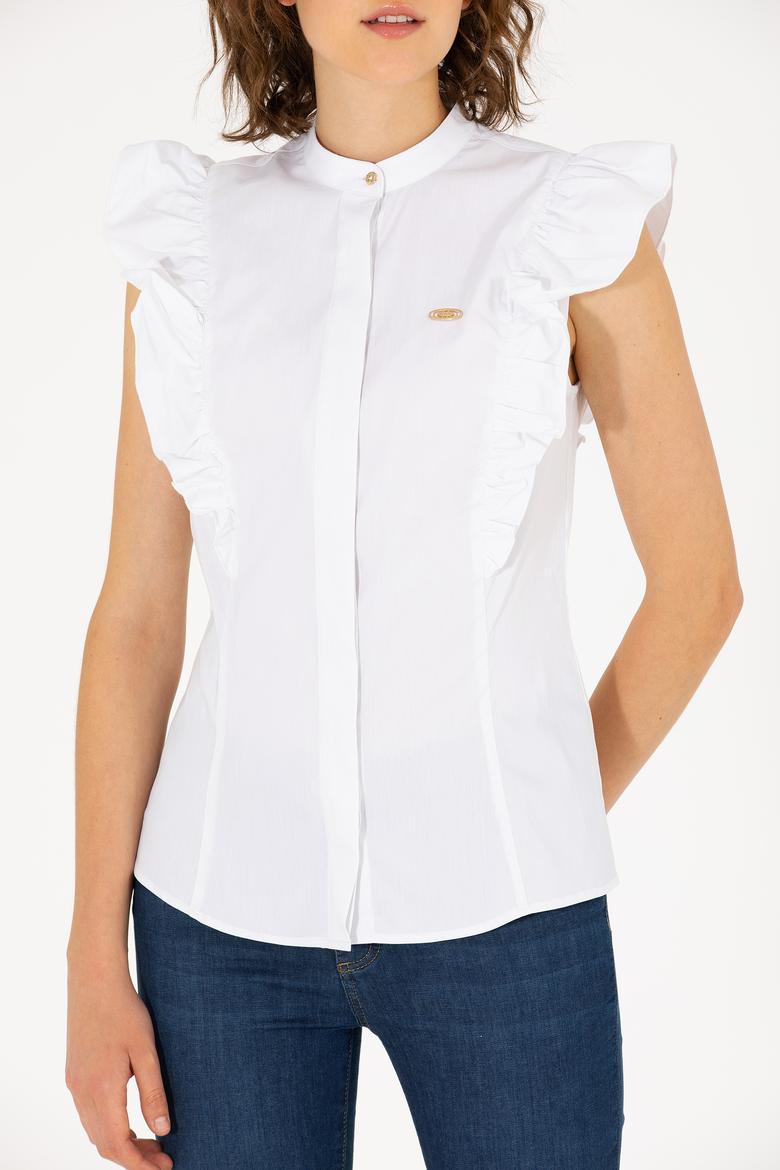 Kadın Beyaz Kısa Kollu Gömlek - 50264216005