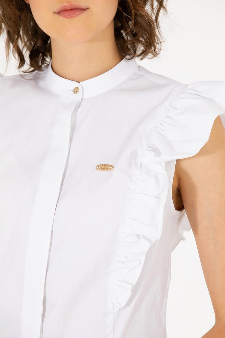 Kadın Beyaz Kısa Kollu Gömlek - 50264216005