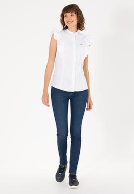 Kadın Beyaz Kısa Kollu Gömlek - 50264216005