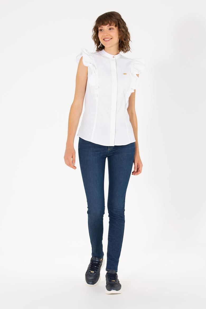 Kadın Beyaz Kısa Kollu Gömlek - 50264216005