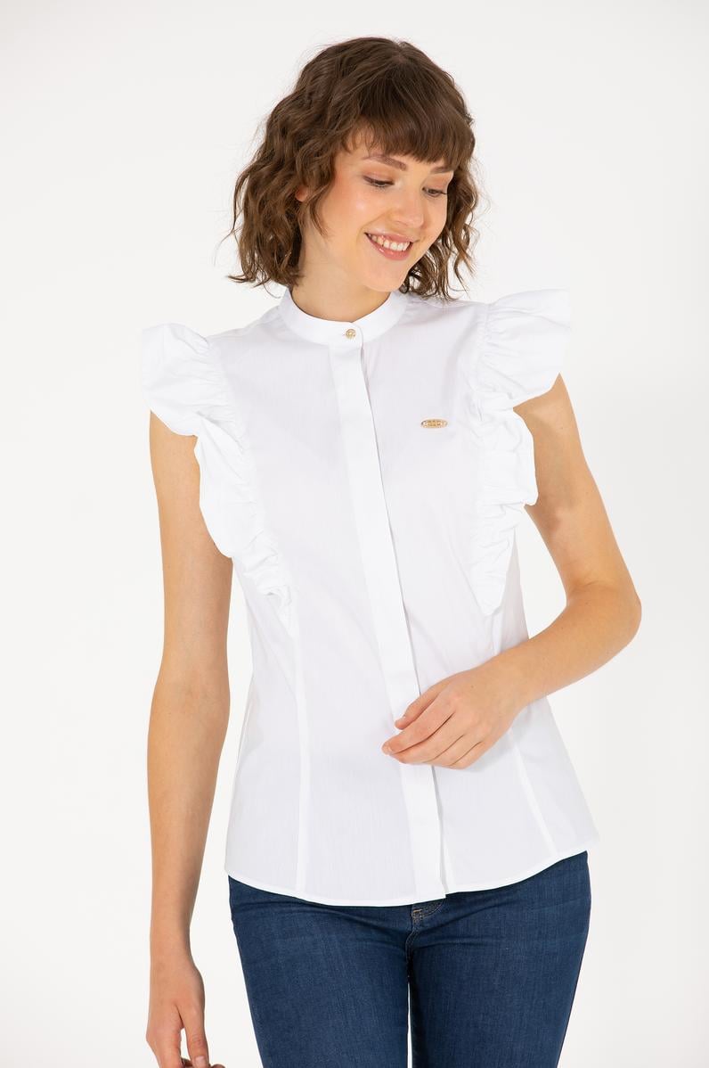 Kadın Beyaz Kısa Kollu Gömlek