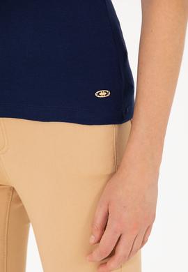 Kadın Lacivert Bisiklet Yaka Kolsuz Basic Tişört - 50264964054