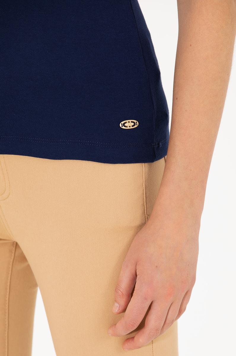 Kadın Lacivert Bisiklet Yaka Kolsuz Basic Tişört