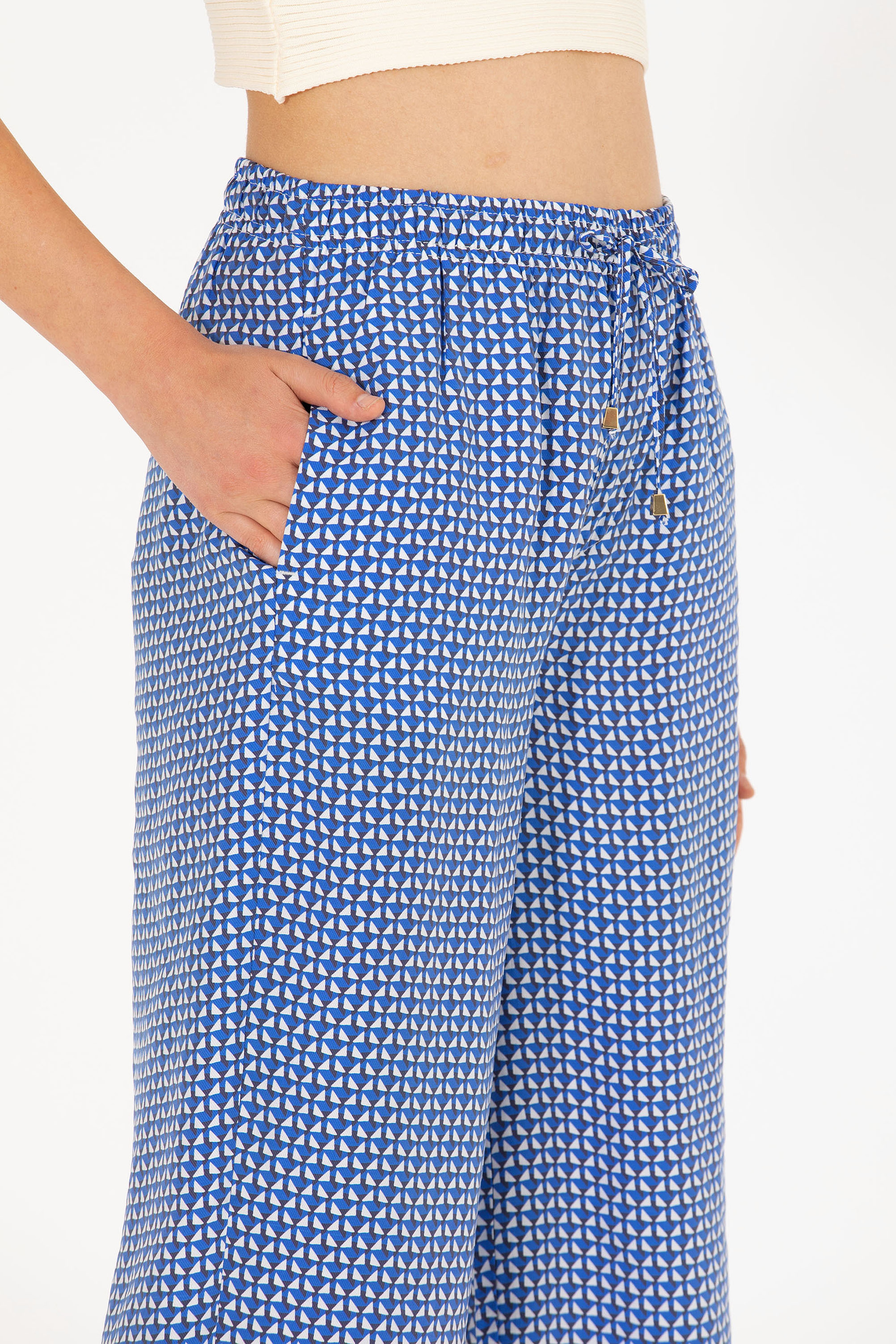 Kadın Saks Loose Relax Fit Pantolon - Image 6