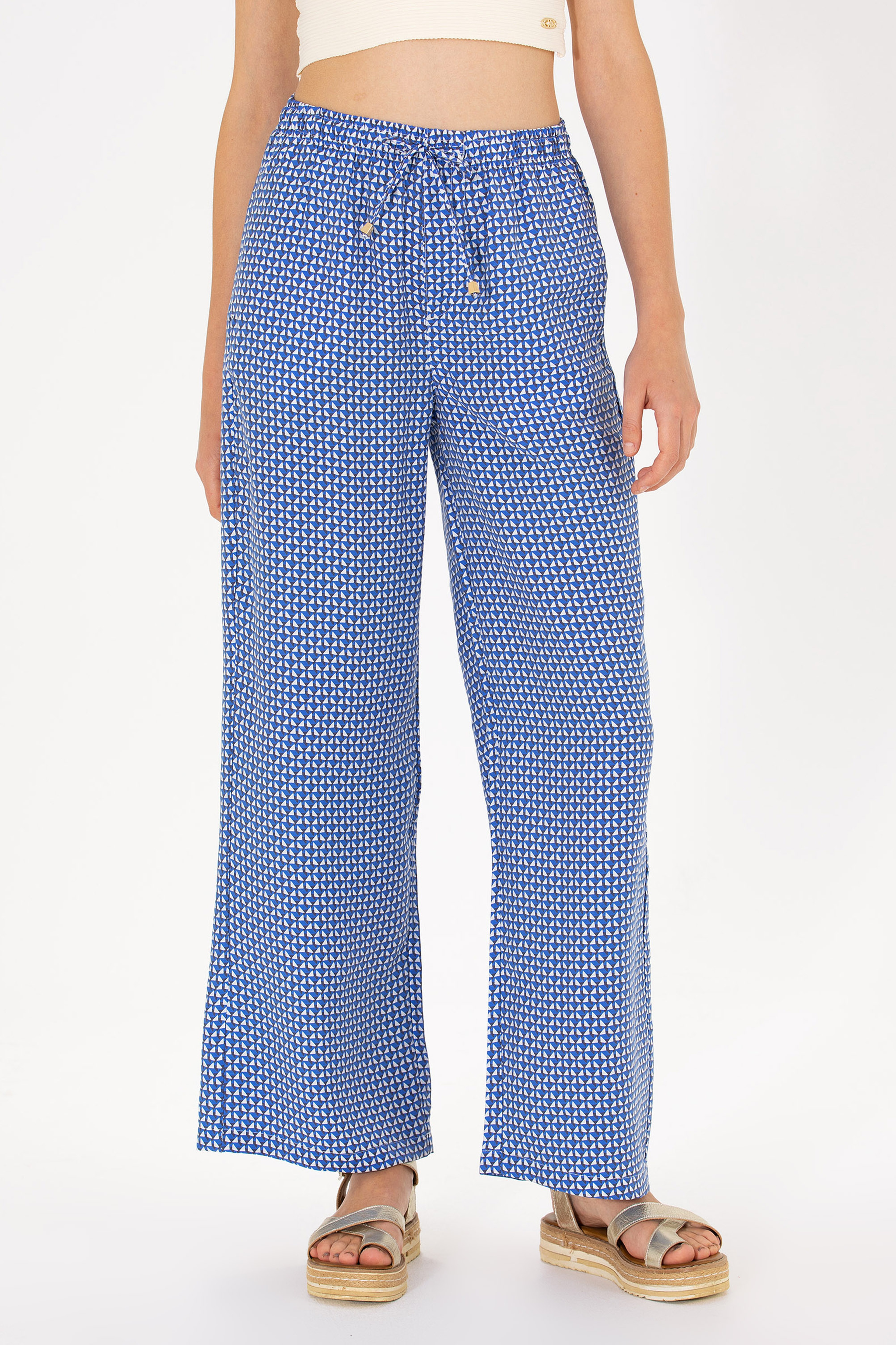 Kadın Saks Loose Relax Fit Pantolon