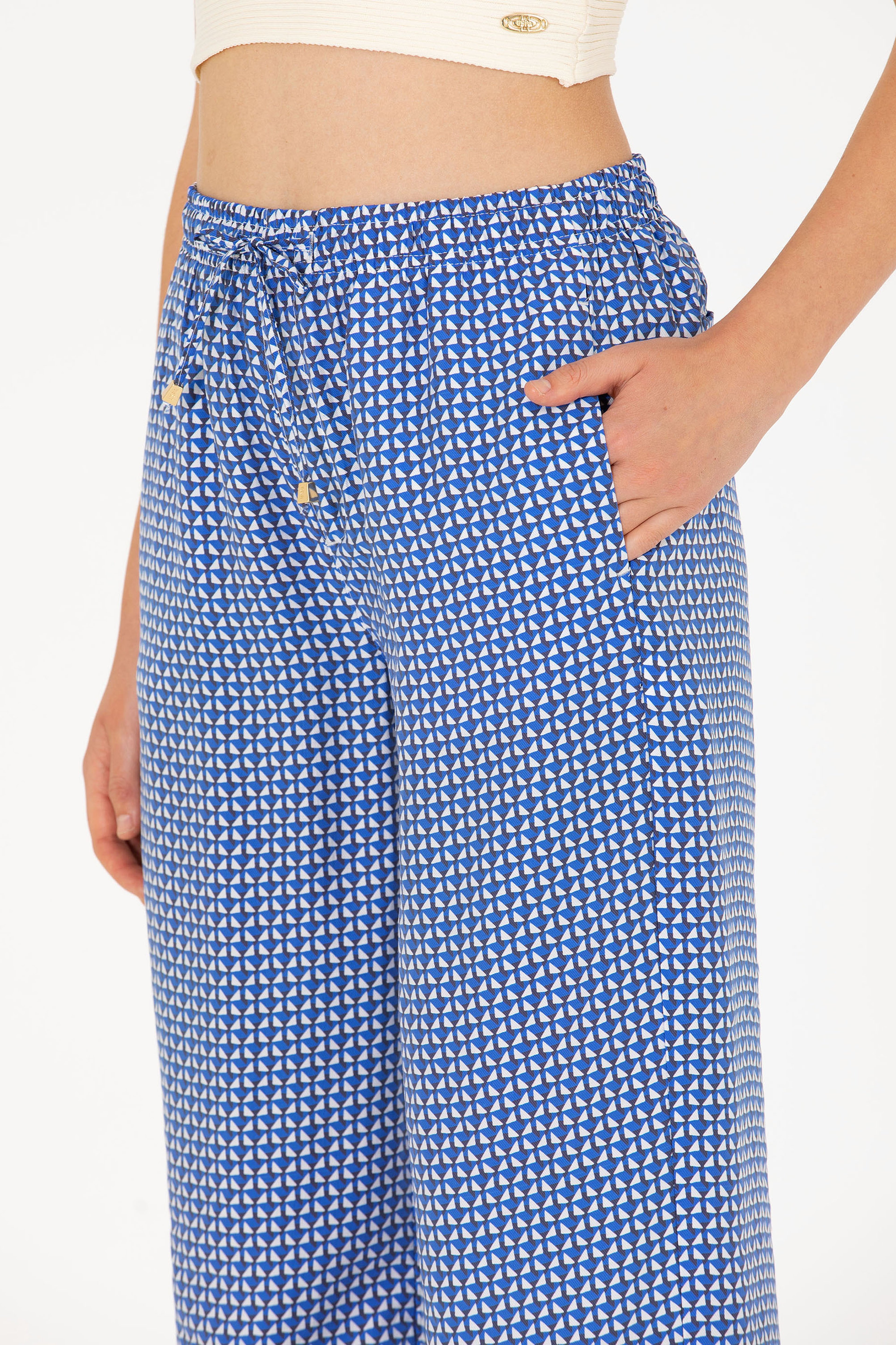 Kadın Saks Loose Relax Fit Pantolon - Image 5