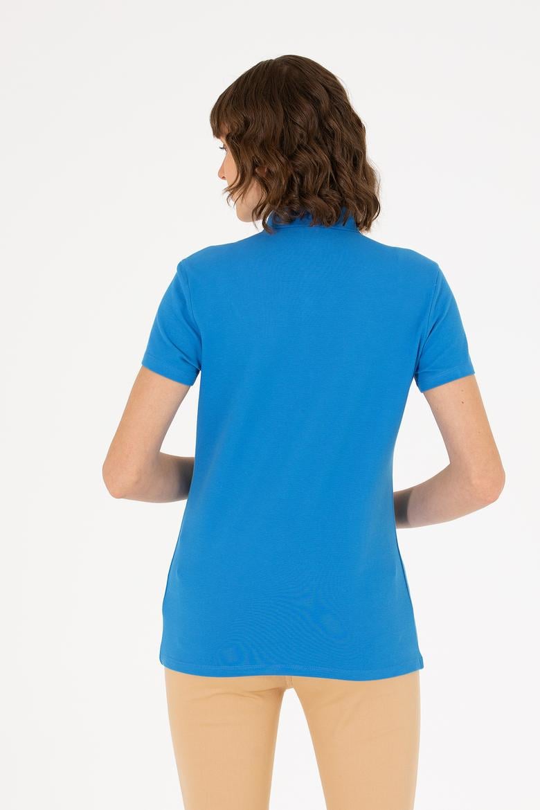 Kadın Saks Polo Yaka Tişört - 50262939024