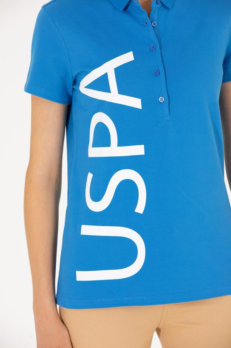 Kadın Saks Polo Yaka Tişört