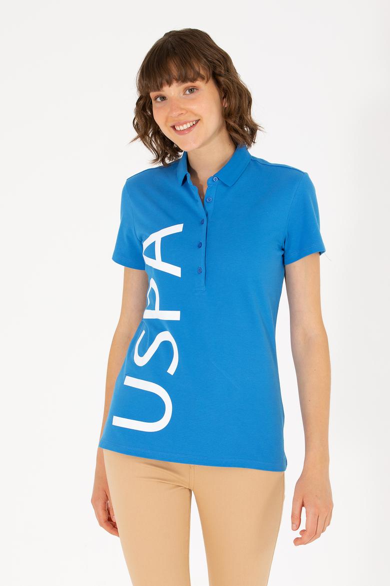 Kadın Saks Polo Yaka Tişört - 50262939024