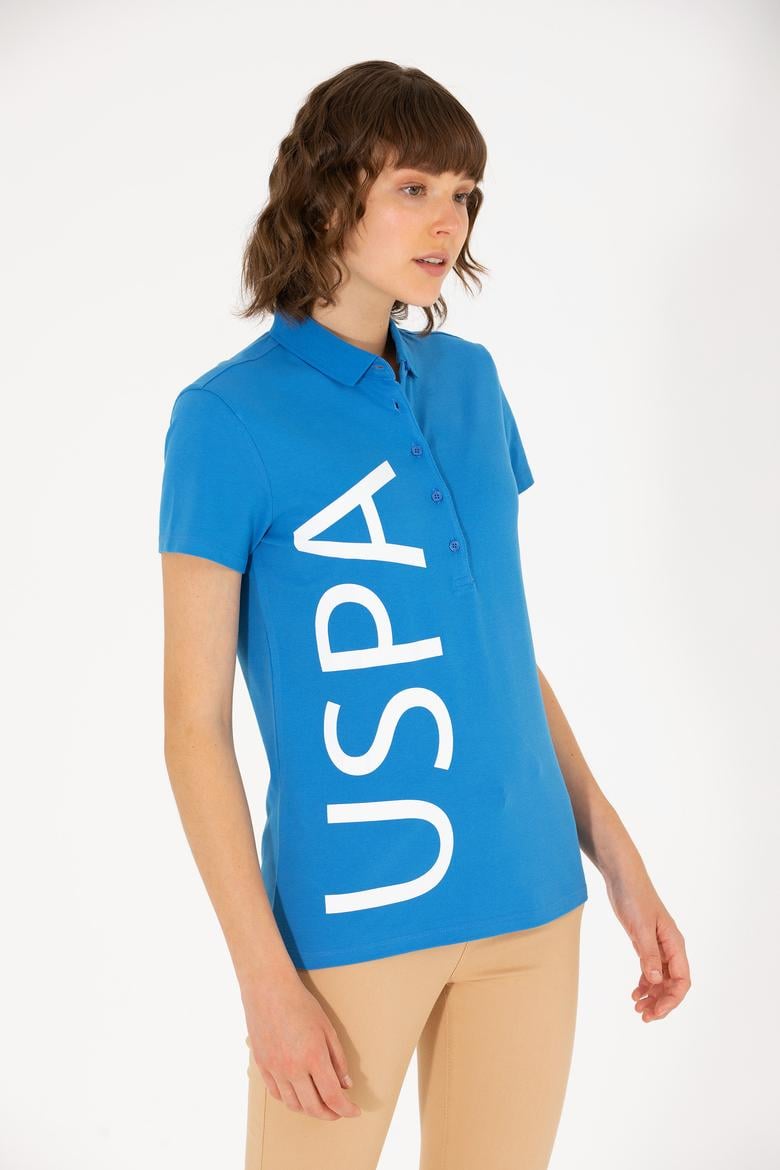 Kadın Saks Polo Yaka Tişört