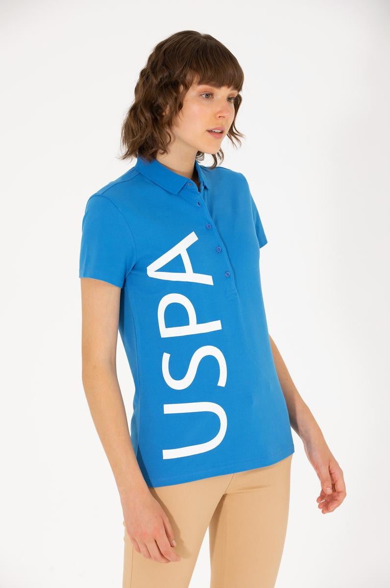 Kadın Saks Polo Yaka Tişört