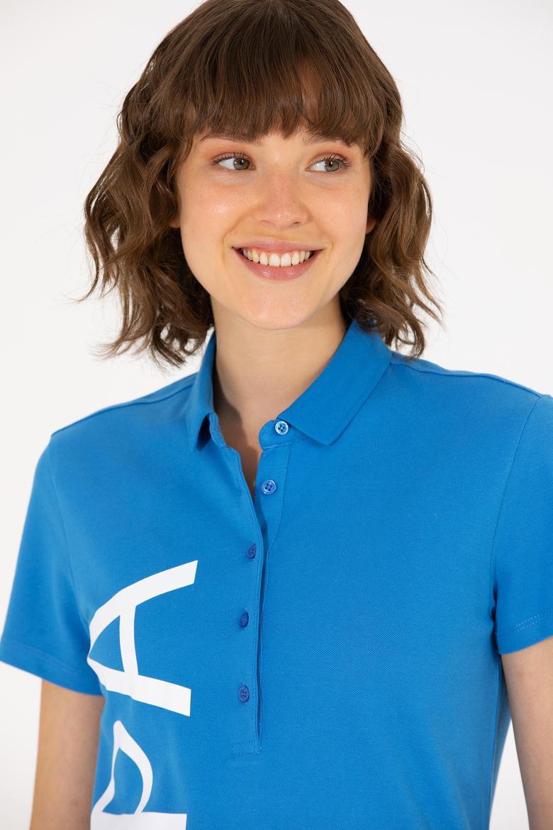 Kadın Saks Polo Yaka Tişört - 50262939024