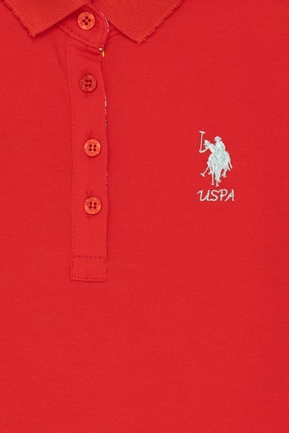 Kız Çocuk Kırmızı Basic Polo Yaka Tişört